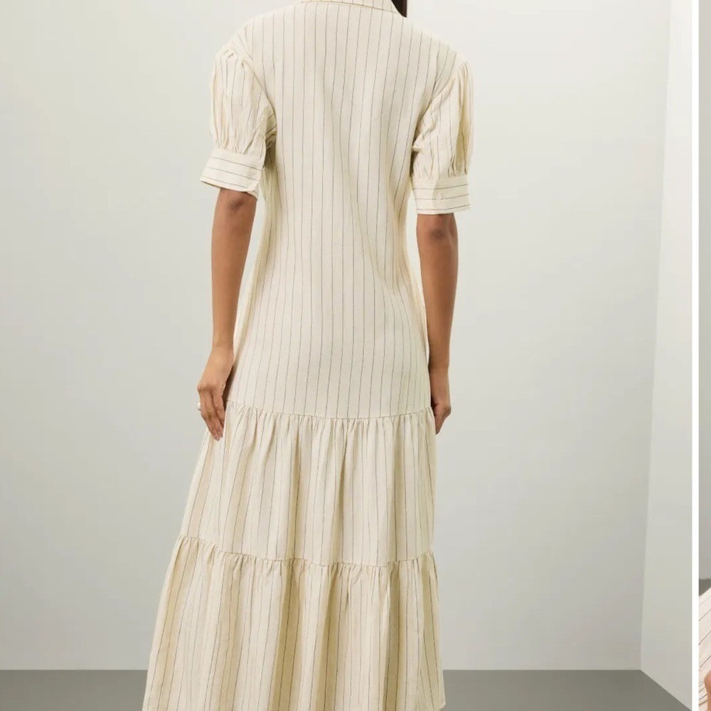 Marissa‎ Webb Collective Tie Waist Linen Midi Dress women size 14 EUC RtR - Picture 3 of 16